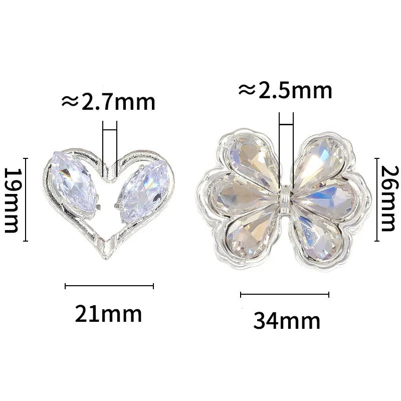 Fancy Silver Alloy Rhinestone love butterfly alloy through-hole beads loose beads