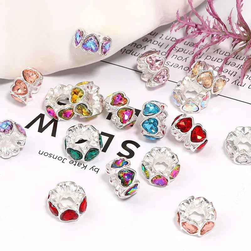 Fancy Silver Alloy Rhinestone Rhinestone Bead Beads