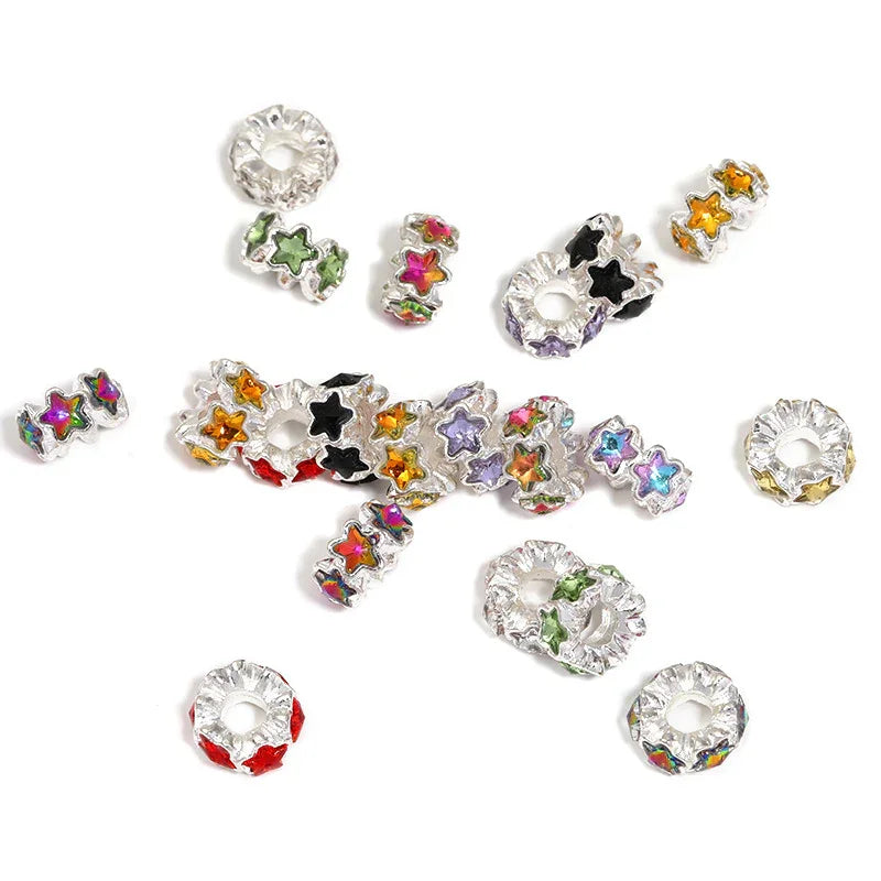 Fancy Silver Alloy Rhinestone Rhinestone Bead Beads
