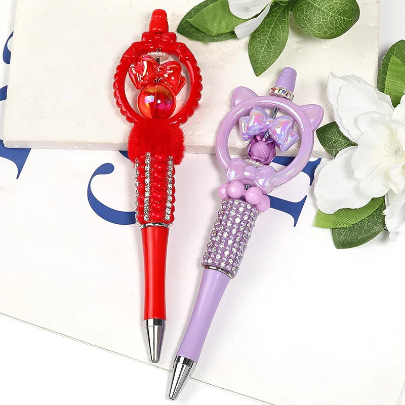 Color paint acrylic cat ear bow straight hole beads random color