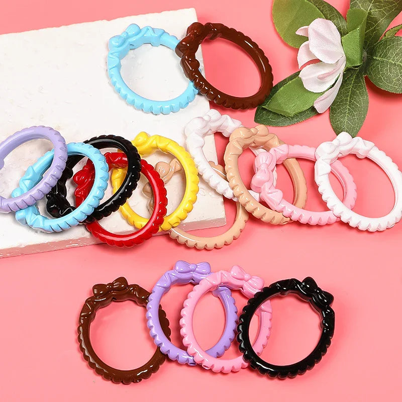 Color paint acrylic cat ear bow straight hole beads random color