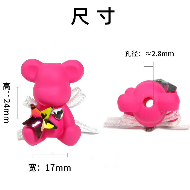 Cartoon Bear Vertical Hole Acrylic Beads