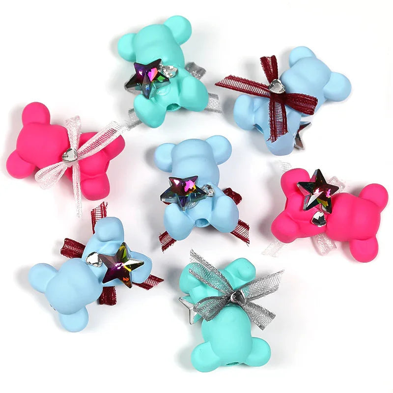Cartoon Bear Vertical Hole Acrylic Beads
