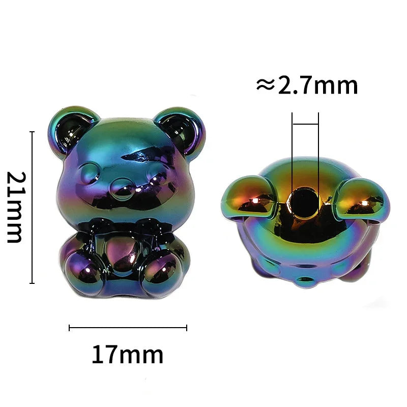UV Color Plated Mini Acrylic Color Plated Bear Beads