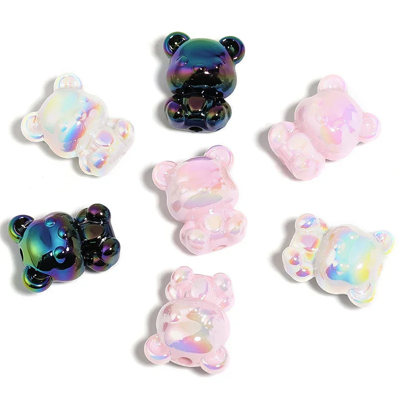UV Color Plated Mini Acrylic Color Plated Bear Beads