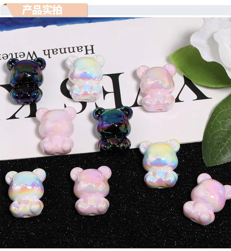 UV Color Plated Mini Acrylic Color Plated Bear Beads