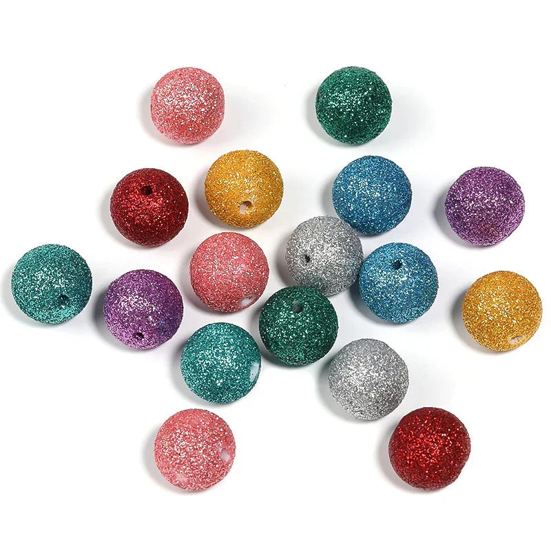 Colorful stars laser glitter beads 16mm acrylic round beads random color mixing