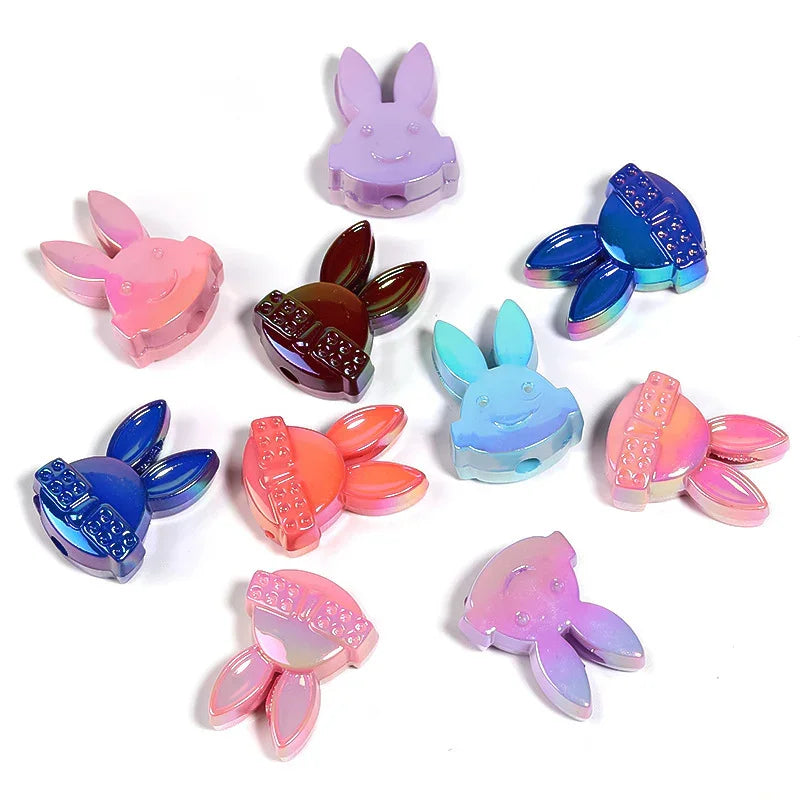 Punk Rabbit UV Electroplated Acrylic Vertical Hole Beads