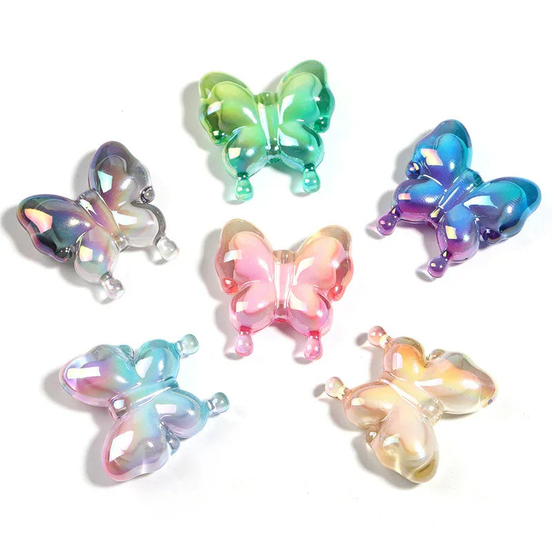 Acrylic gradient butterfly two-color hot air balloon straight hole beads