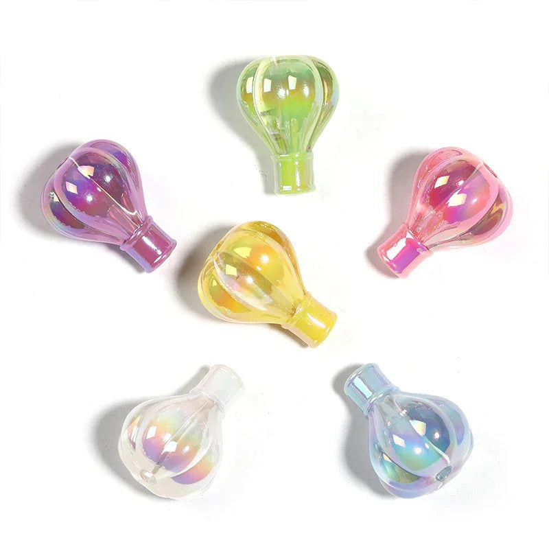 Acrylic gradient butterfly two-color hot air balloon straight hole beads