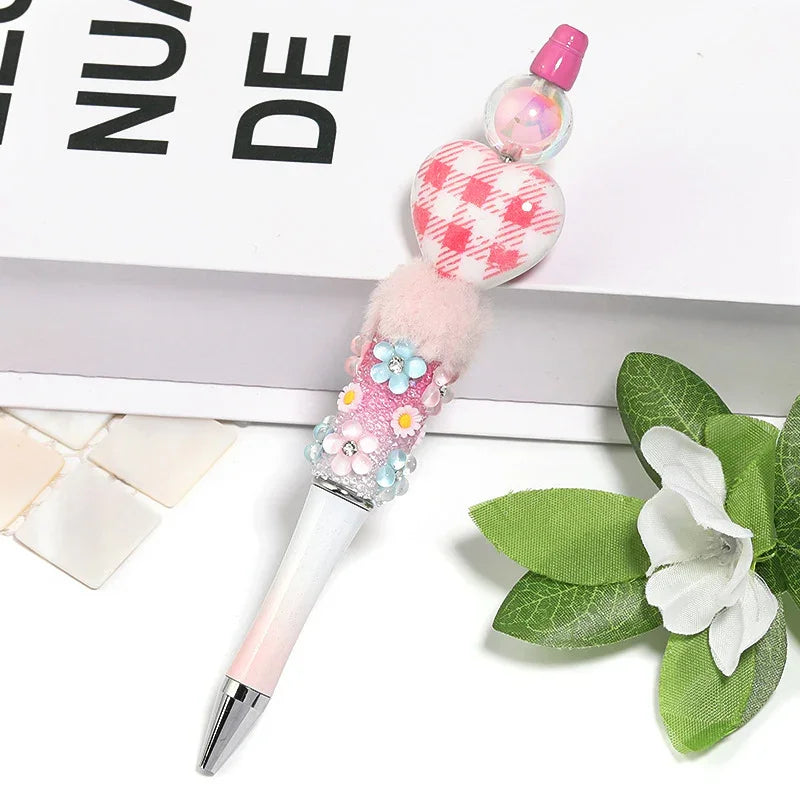 Retro plaid leopard love acrylic beads