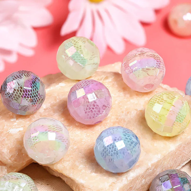 16mm lace cut-off acrylic printed round beads