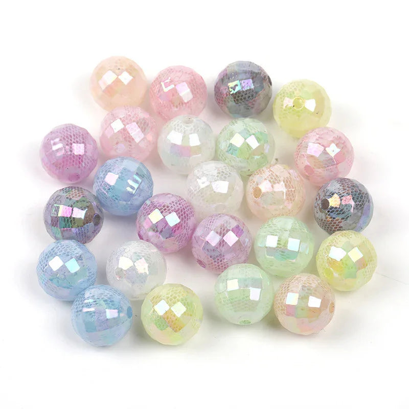 16mm lace cut-off acrylic printed round beads