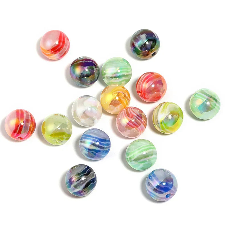 Imitation marble rock two-color striped acrylic beads 16mm