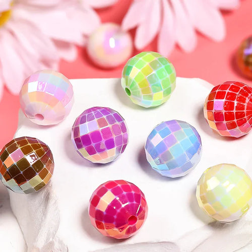 Acrylic UV plated color check beads disco beads 16MM