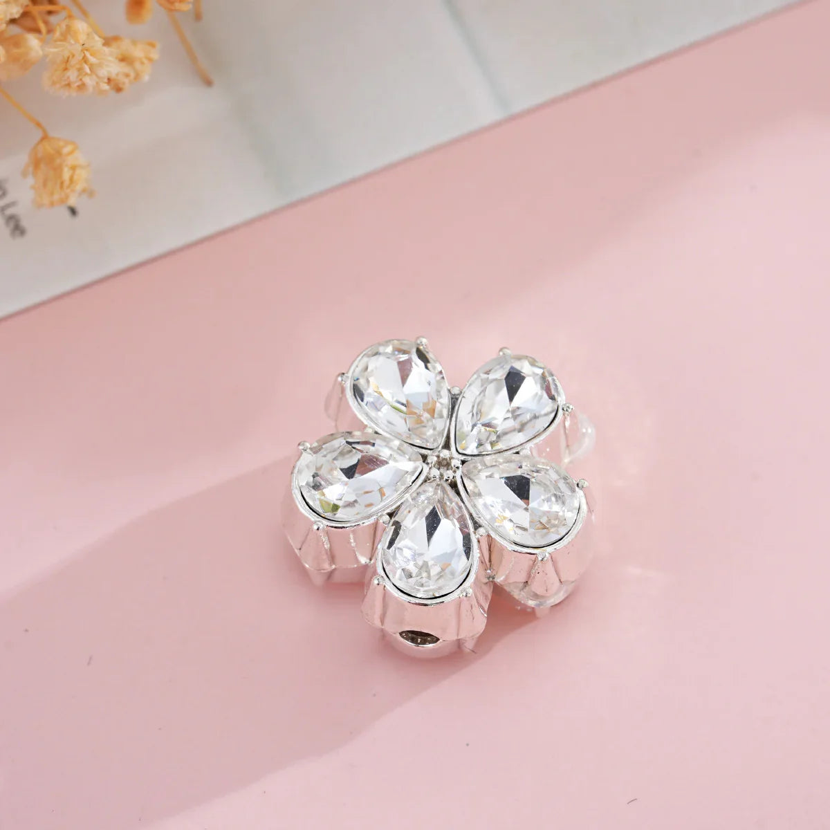 Silver Alloy Beads Double Sided Alloy Crystal Flowers
