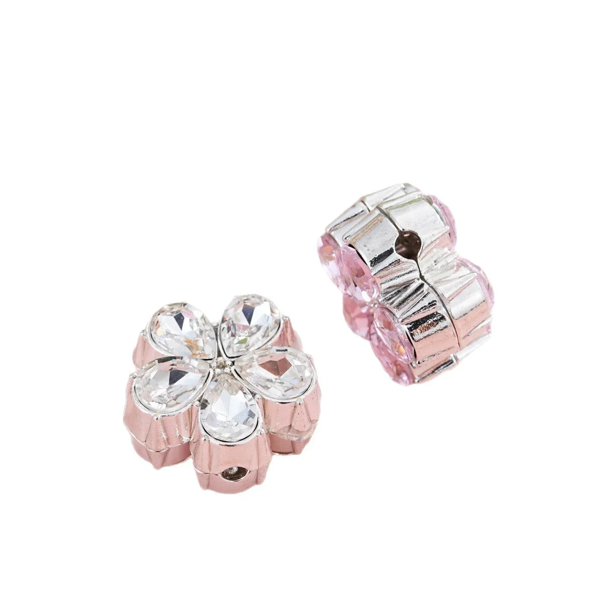 Silver Alloy Beads Double Sided Alloy Crystal Flowers