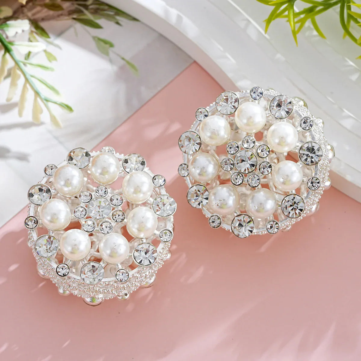 Silver Alloy Beads Large Pearl Flower Straight Beads