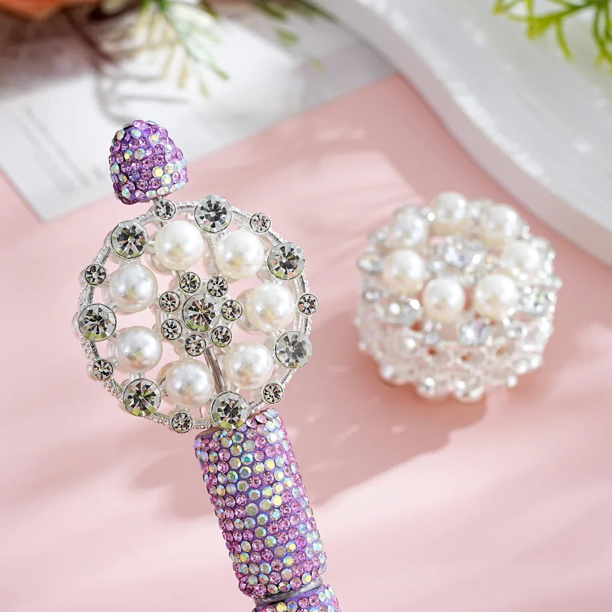 Silver Alloy Beads Large Pearl Flower Straight Beads