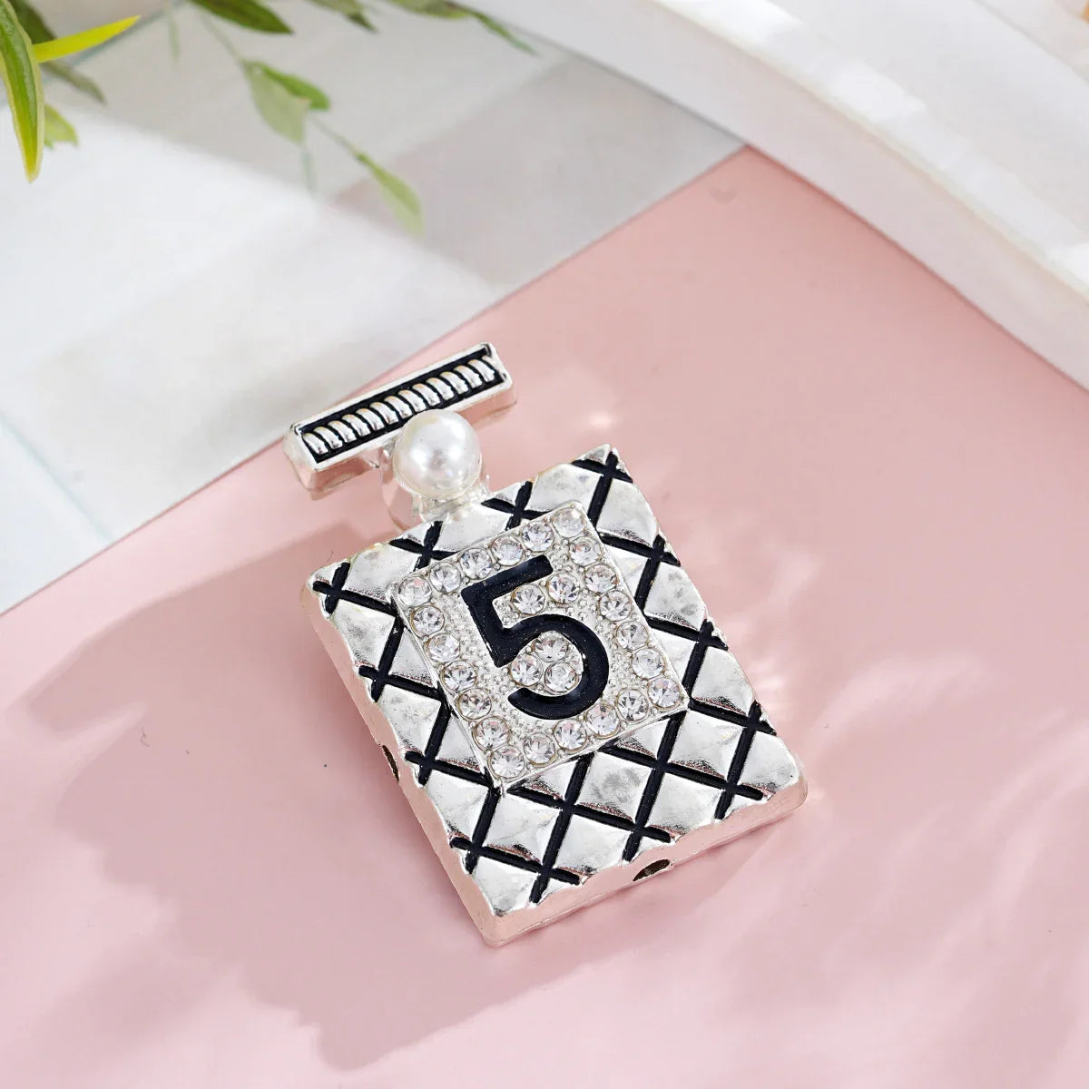 Silver Alloy Beads No. 5 perfume bottle straight hole beads