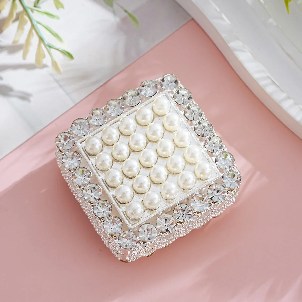 Silver Alloy Beads Pearl Square Straight Hole Beads