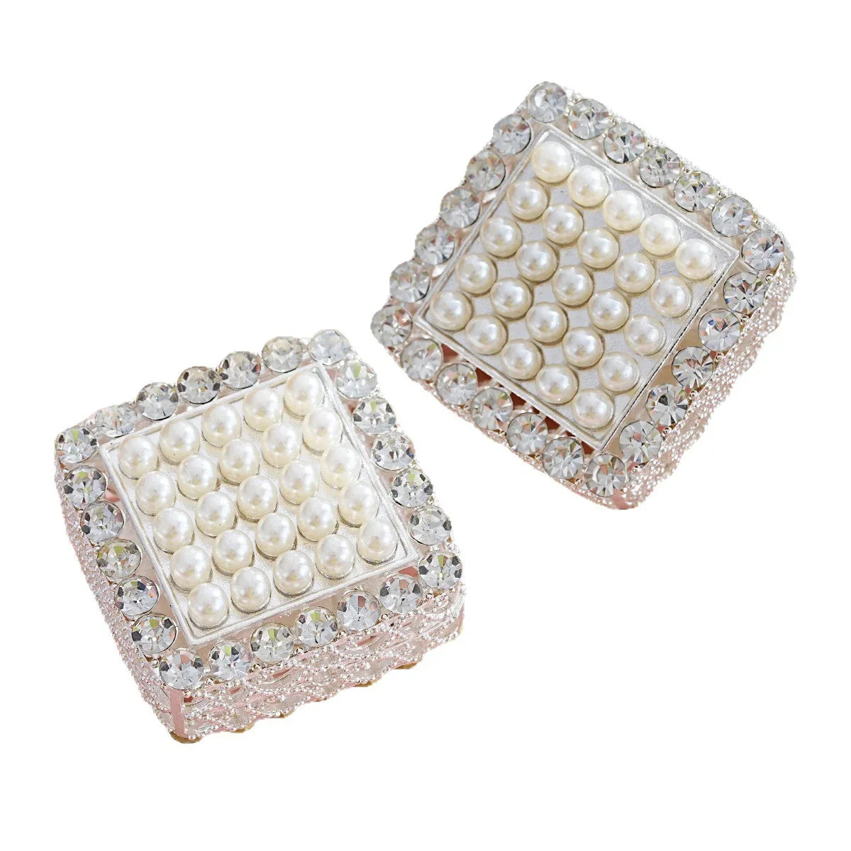 Silver Alloy Beads Pearl Square Straight Hole Beads