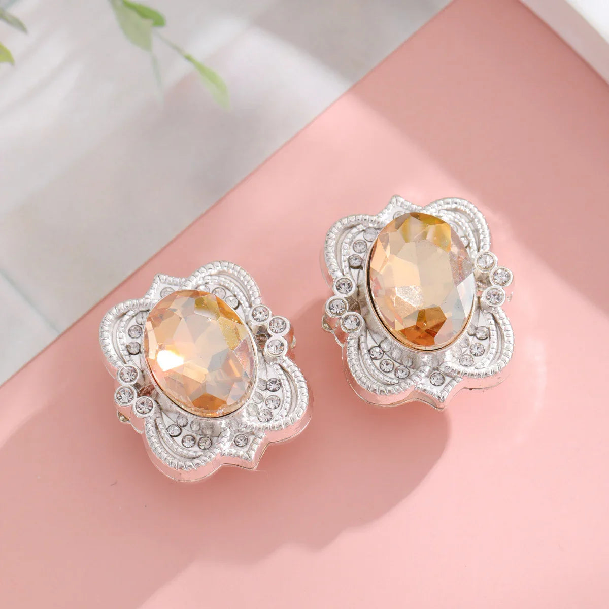 Silver Alloy Beads Diamond-studded gemstone straight hole beads