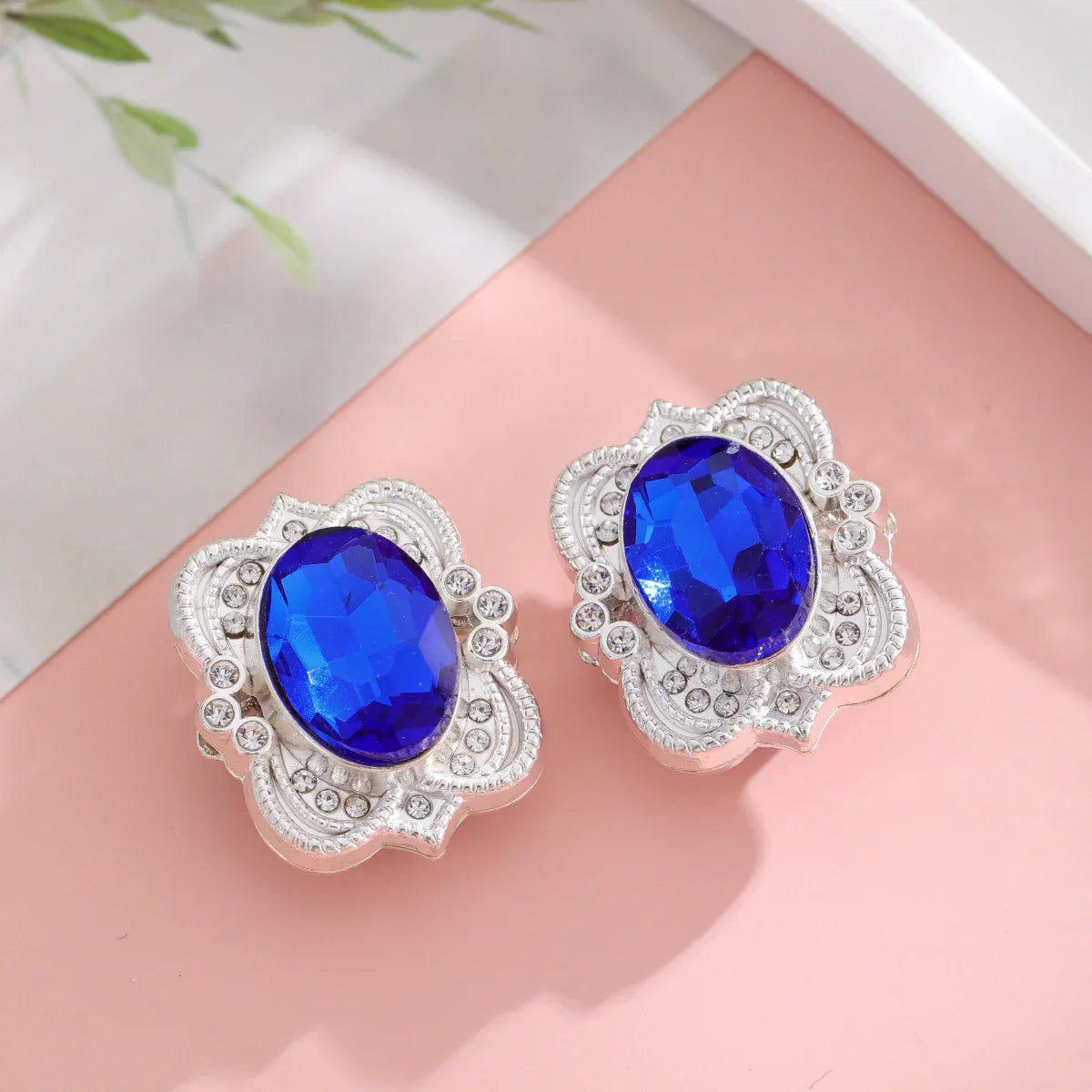 Silver Alloy Beads Diamond-studded gemstone straight hole beads