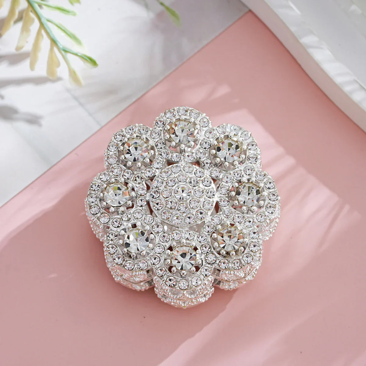Luxury craft double-sided full diamond pearl flower straight hole beads