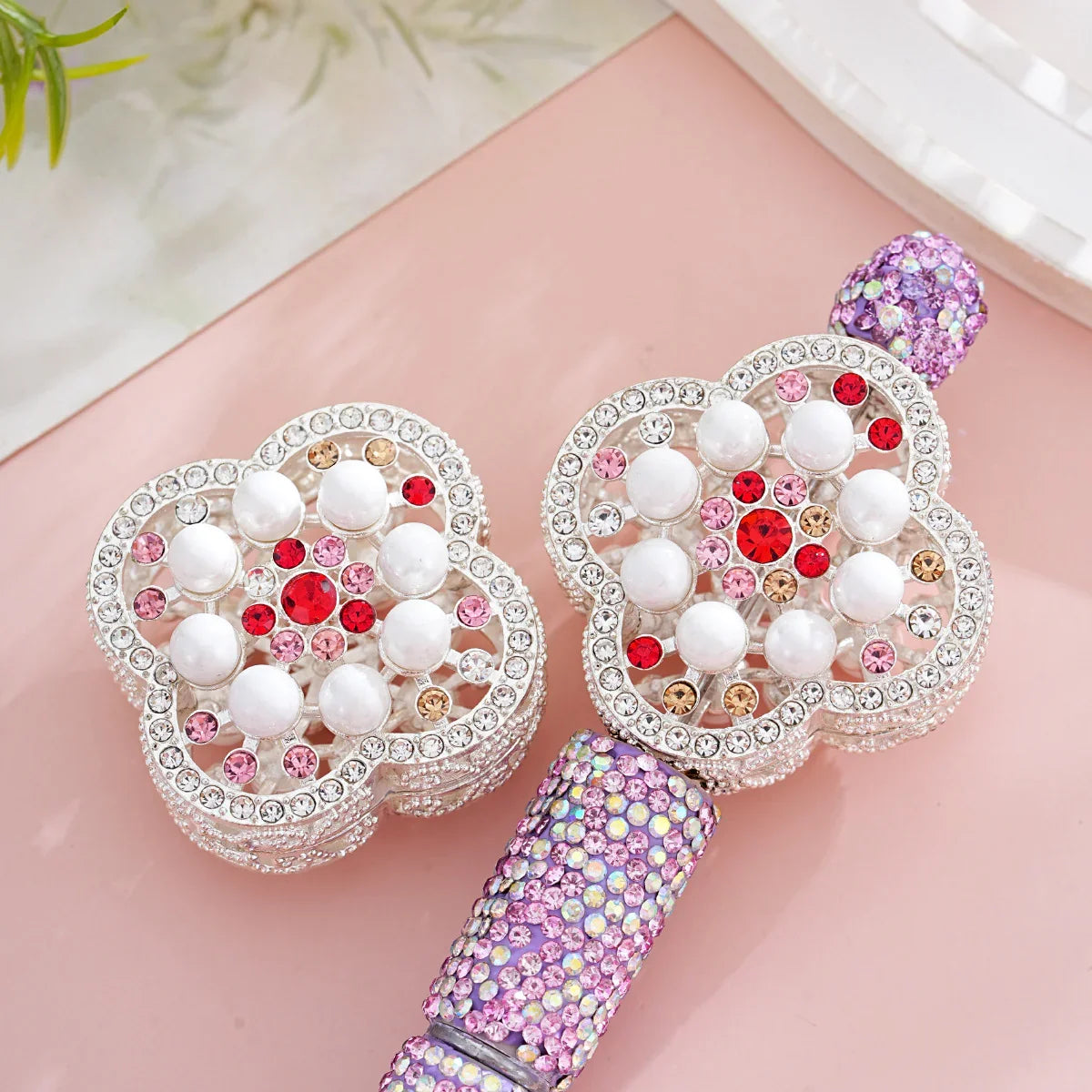 Luxury craft beads alloy double-sided colored diamond love