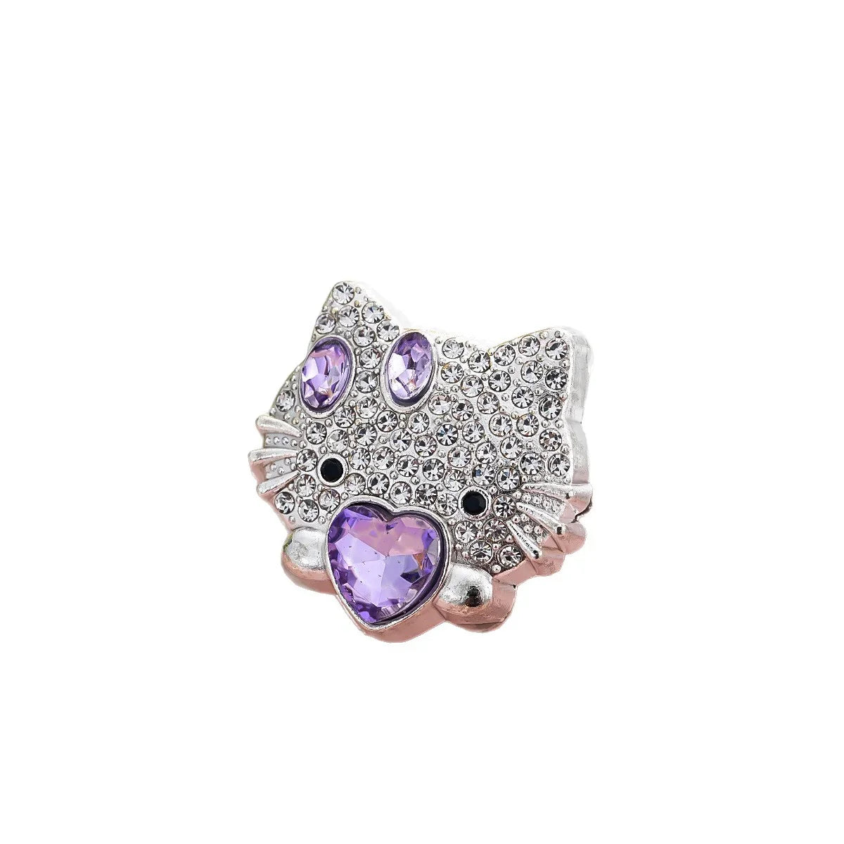 Double-sided diamond-encrusted kitten straight-hole beads