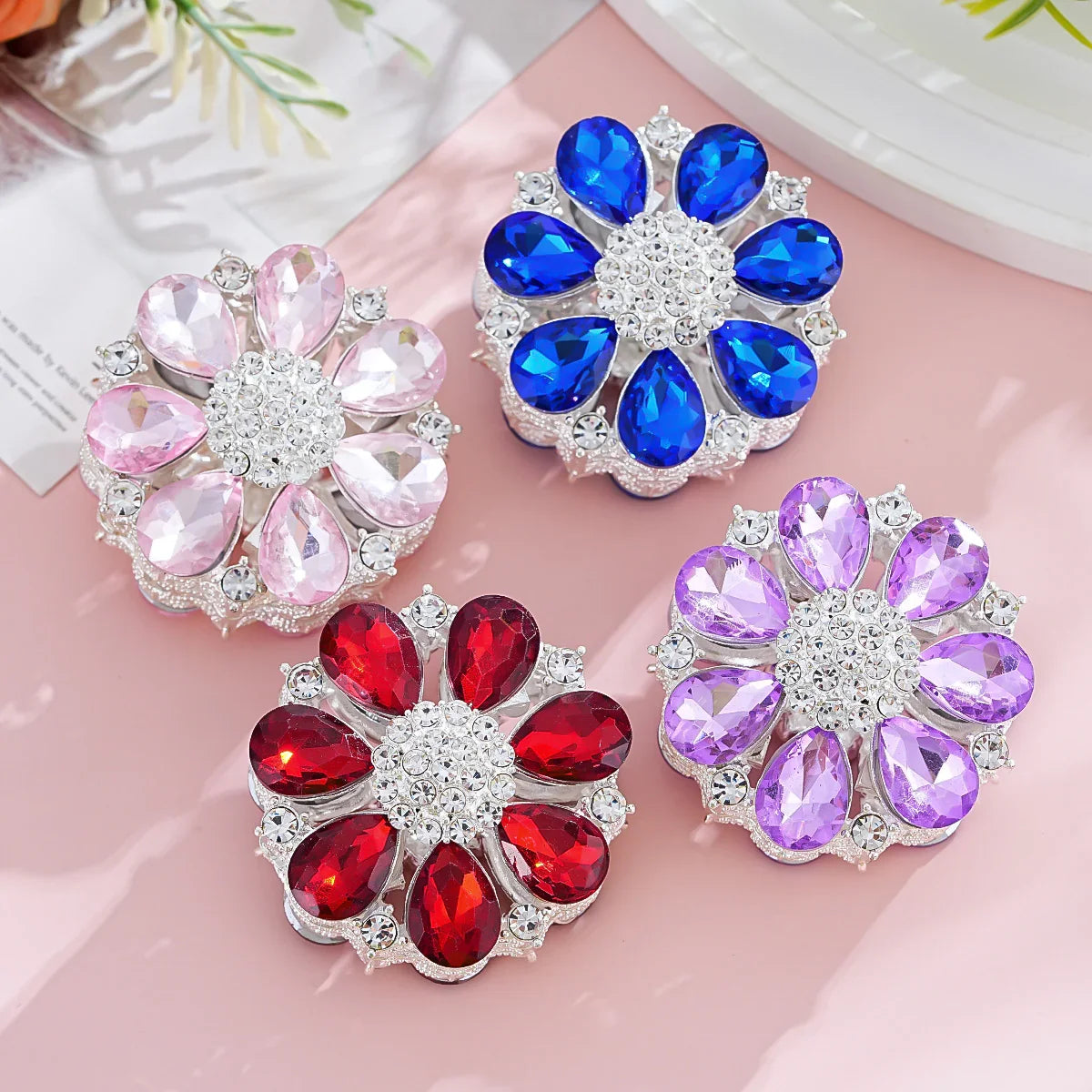 Silver Alloy Beads Double-sided crystal large flower diamond ball straight hole beads