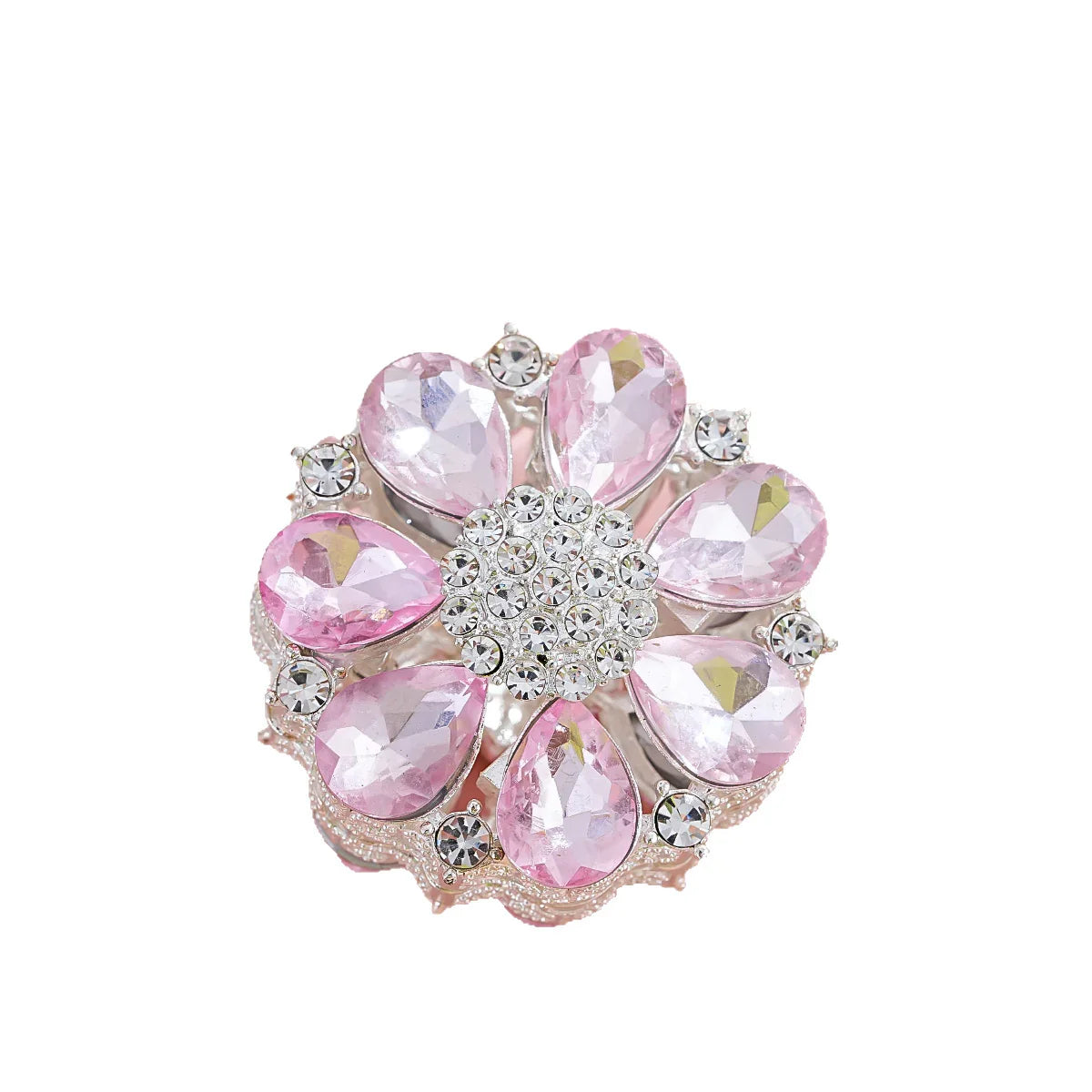 Silver Alloy Beads Double-sided crystal large flower diamond ball straight hole beads
