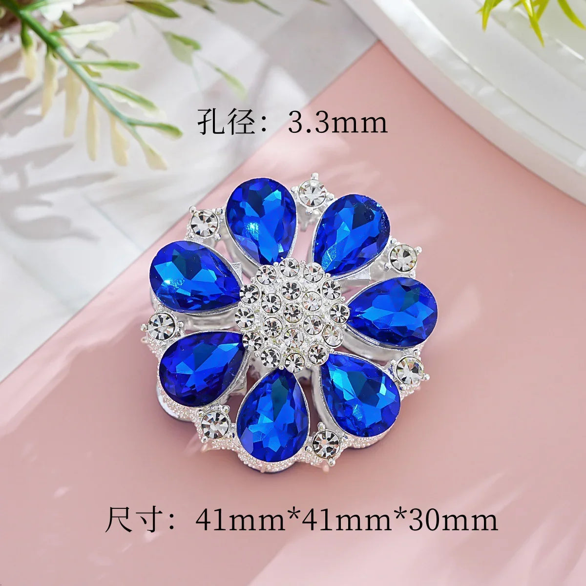 Silver Alloy Beads Double-sided crystal large flower diamond ball straight hole beads