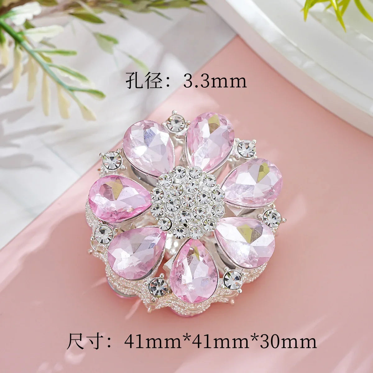 Silver Alloy Beads Double-sided crystal large flower diamond ball straight hole beads