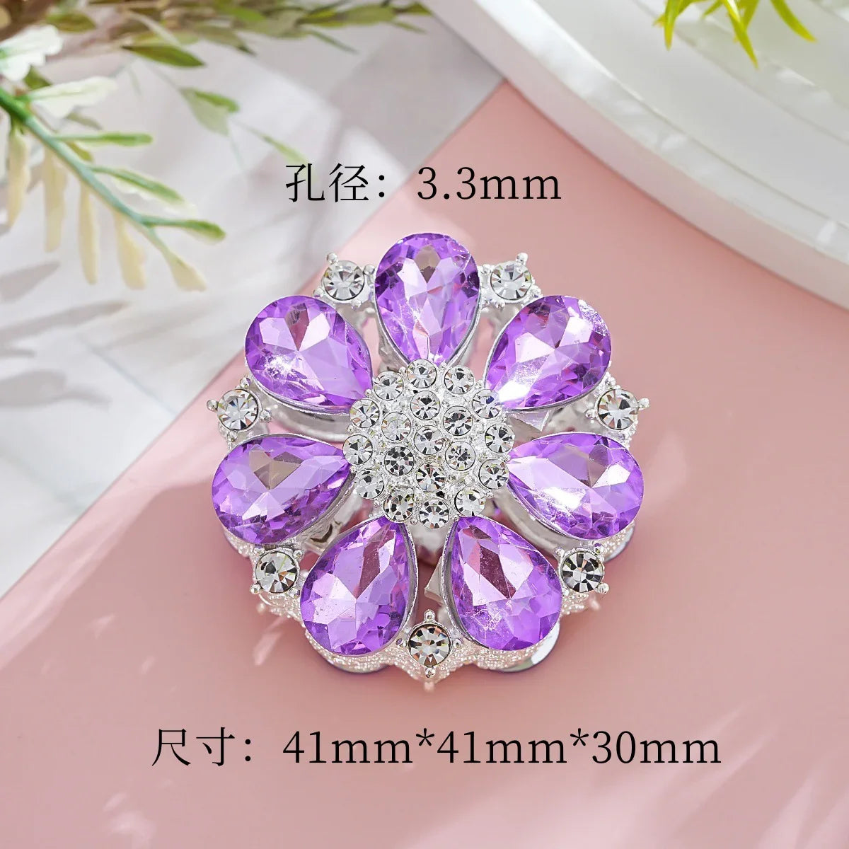Silver Alloy Beads Double-sided crystal large flower diamond ball straight hole beads