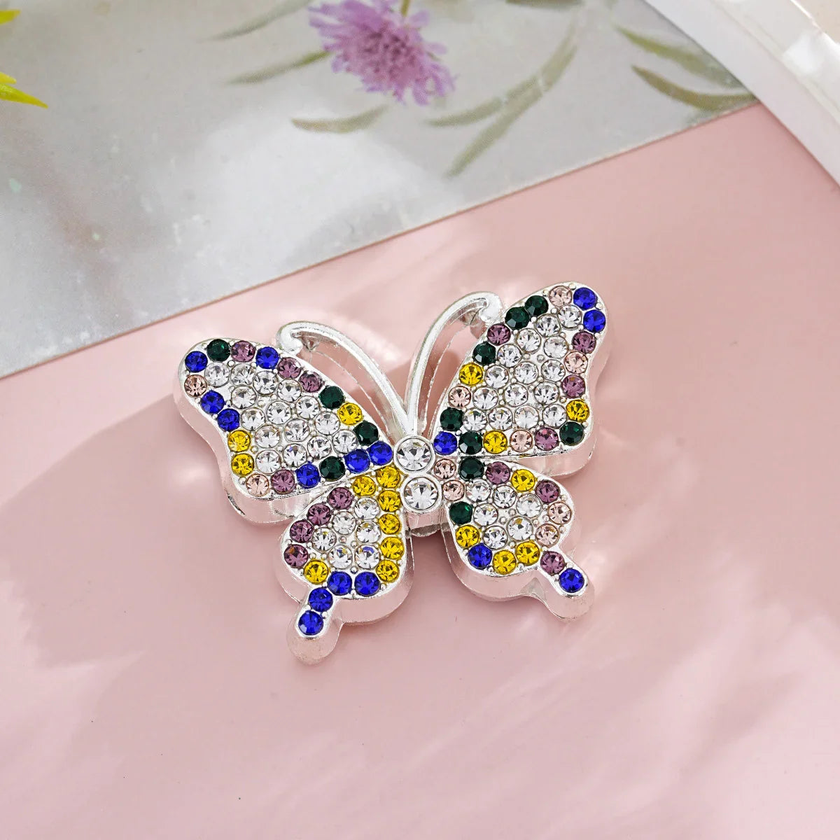 Silver Alloy Beads Diamond butterfly straight hole beads