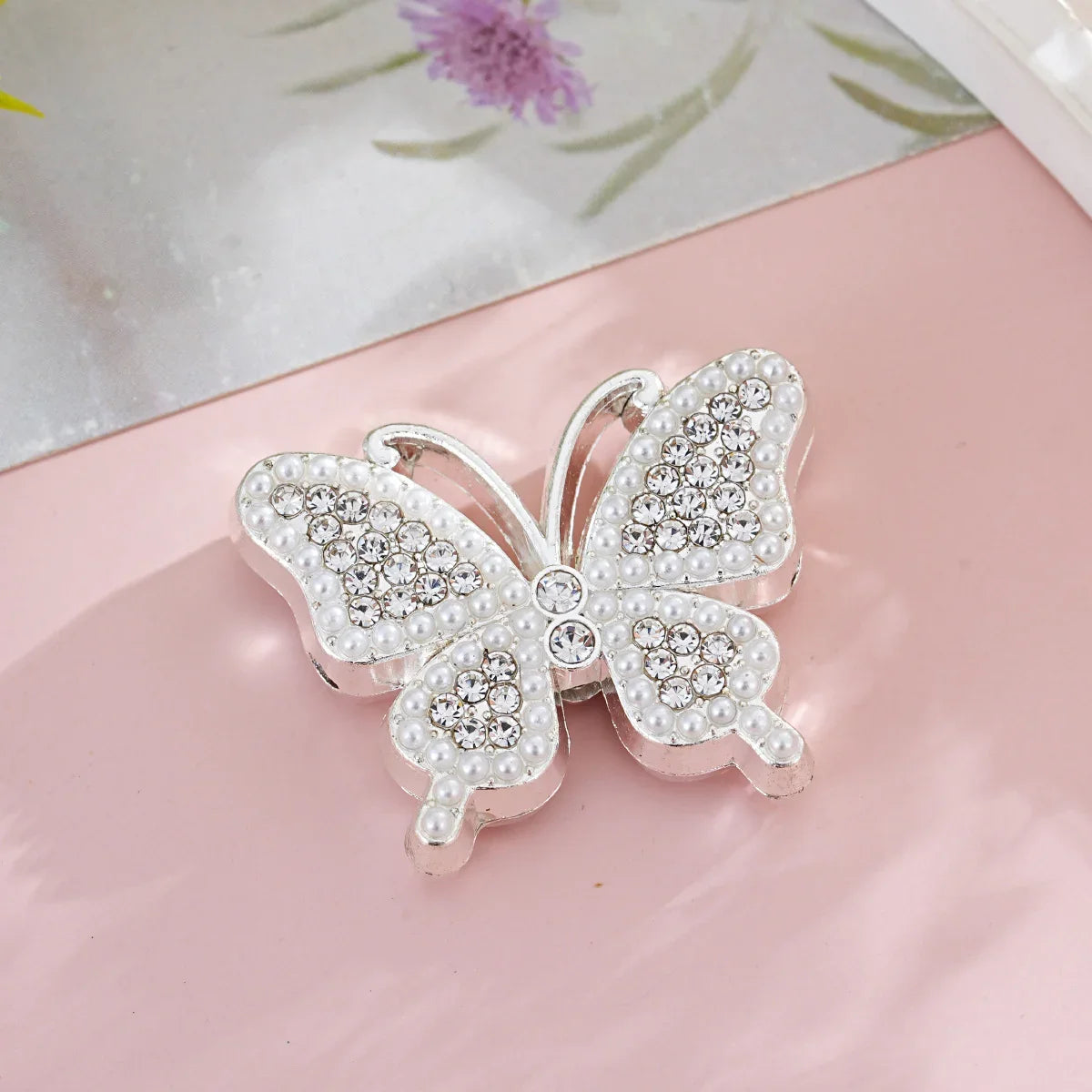 Silver Alloy Beads Diamond butterfly straight hole beads