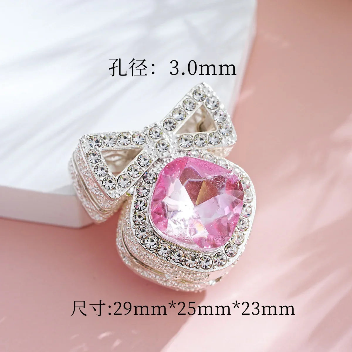 Silver Alloy Beads Double-sided alloy bow bell drill ball straight hole beads