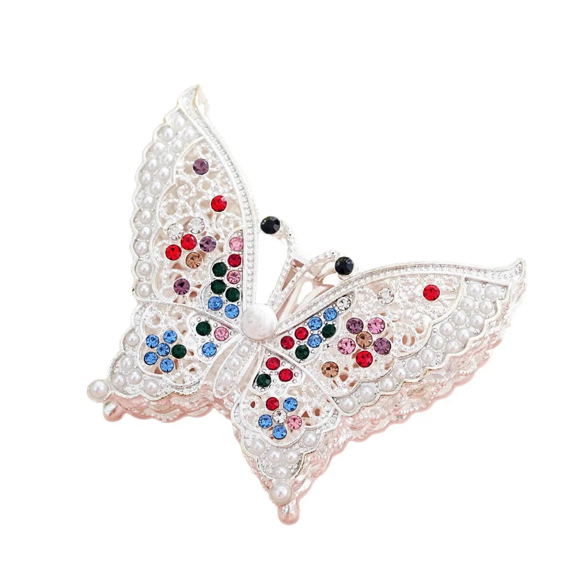 Silver Alloy Beads Large Colored Diamond Butterfly Beads