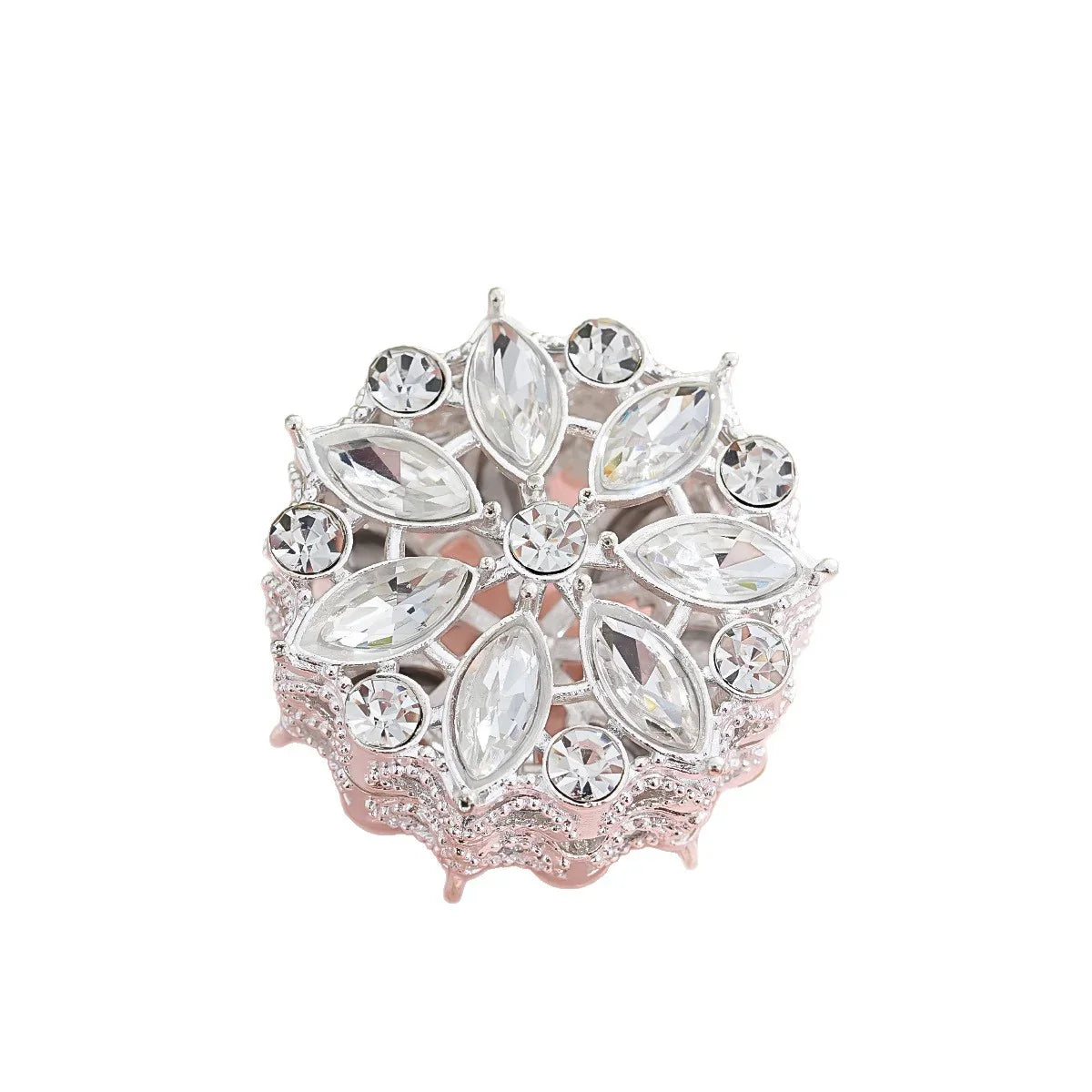 Silver Alloy Beads Diamond-encrusted Cherry Blossom Straight Beads