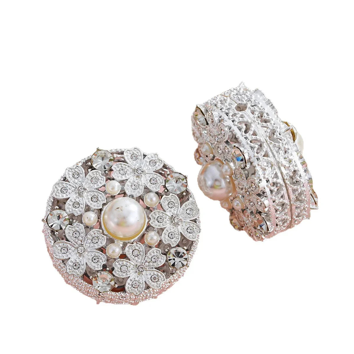 Silver Alloy Beads Diamond Pearl Flower Straight Beads