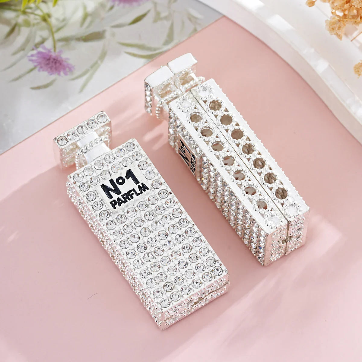 Silver Alloy Beads Full-drilled perfume bottle with straight holes and beads