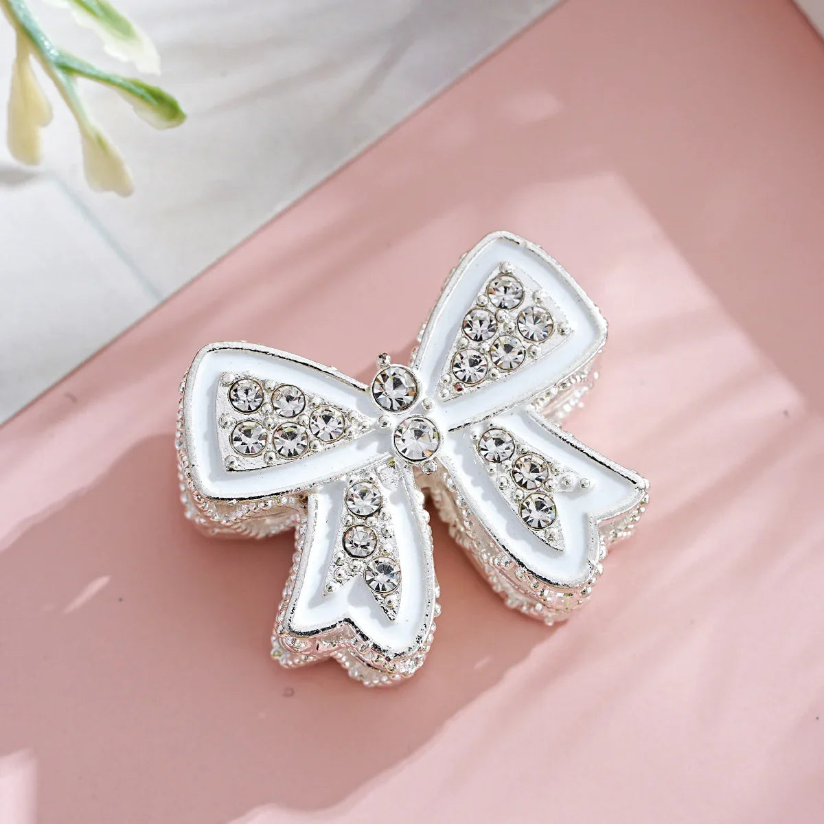 Silver Alloy Beads Diamond Bow Butterfly Straight Bead