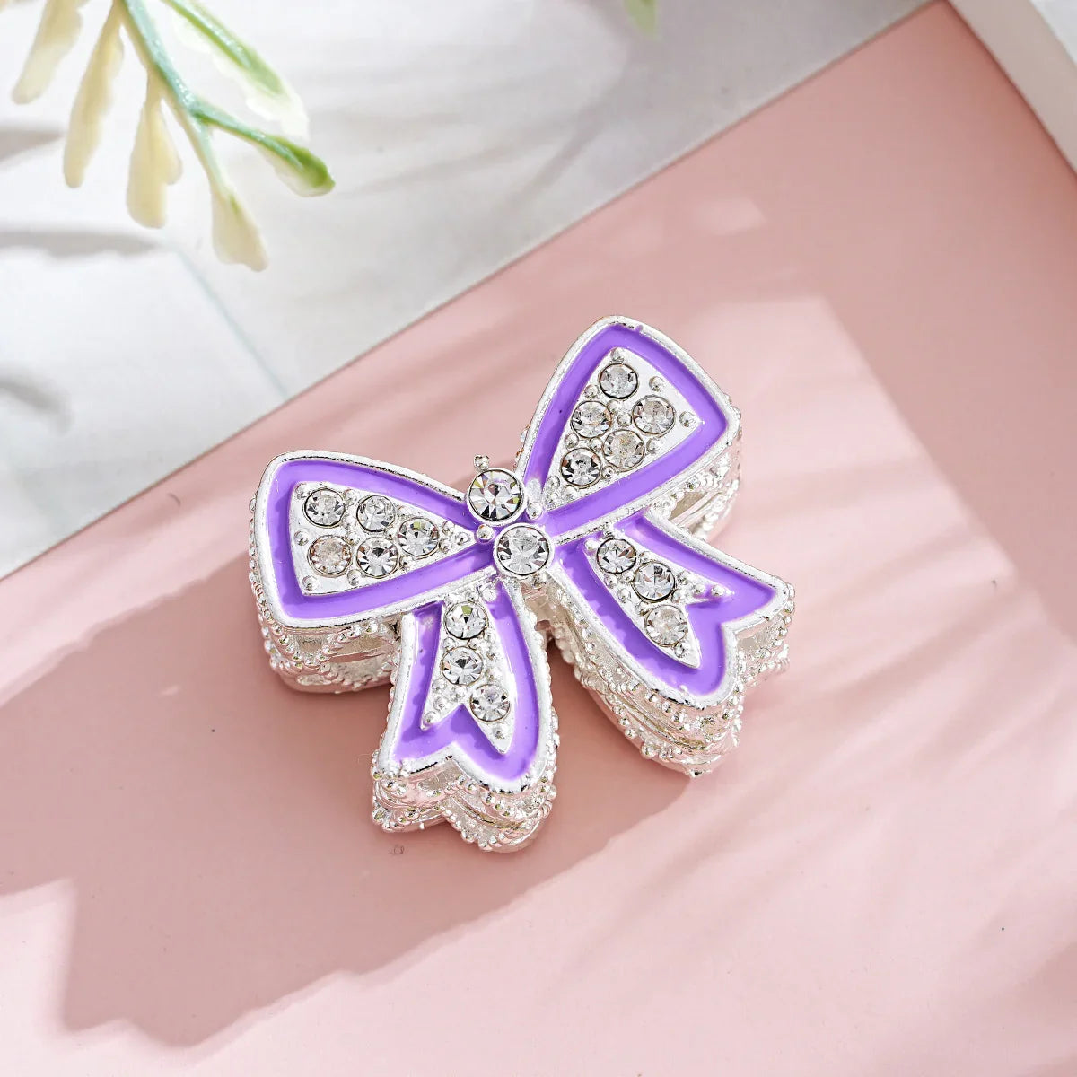 Silver Alloy Beads Diamond Bow Butterfly Straight Bead