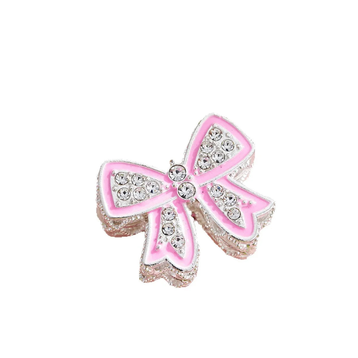 Silver Alloy Beads Diamond Bow Butterfly Straight Bead