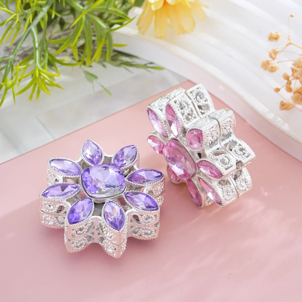 Silver Alloy Beads Big Sun Flower Straight Bead