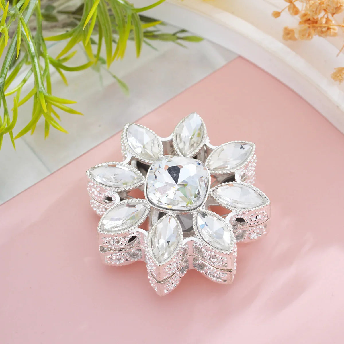 Silver Alloy Beads Big Sun Flower Straight Bead