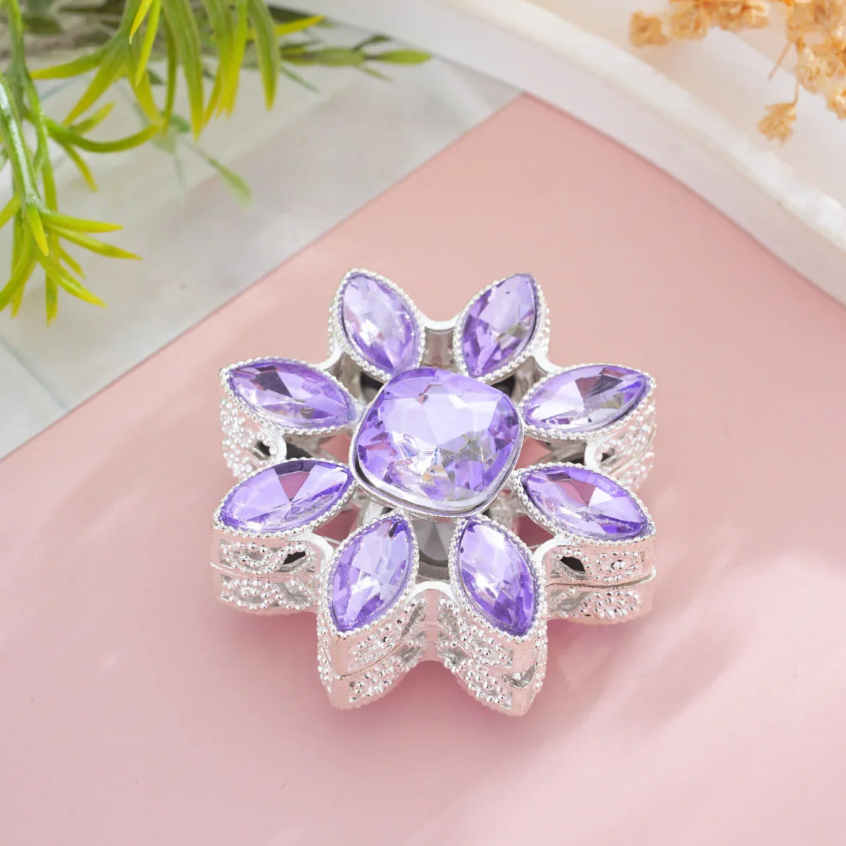 Silver Alloy Beads Big Sun Flower Straight Bead
