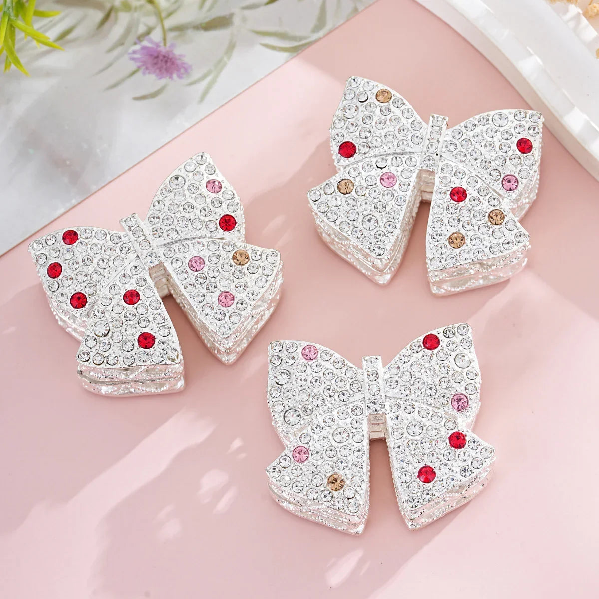 Silver Alloy Beads Diamond Bow Straight Bead